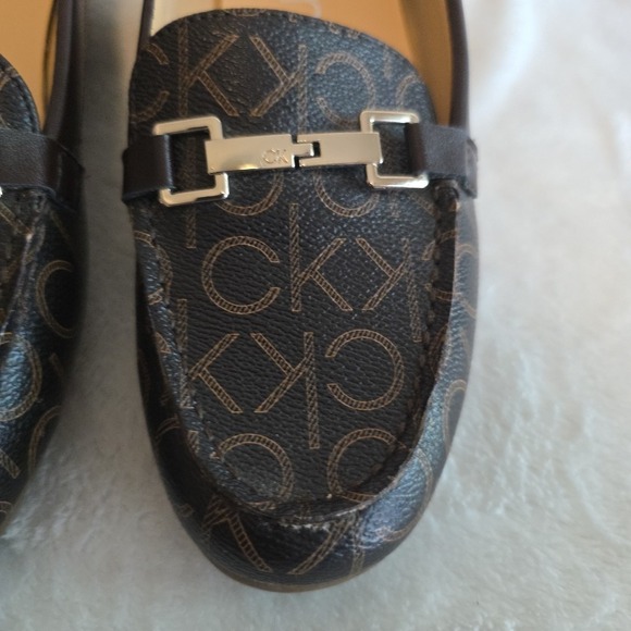 Calvin Klein Women's Logo Loafers Slip-On Flats Monogram CK Brown Size 7.5M - Picture 2 of 12